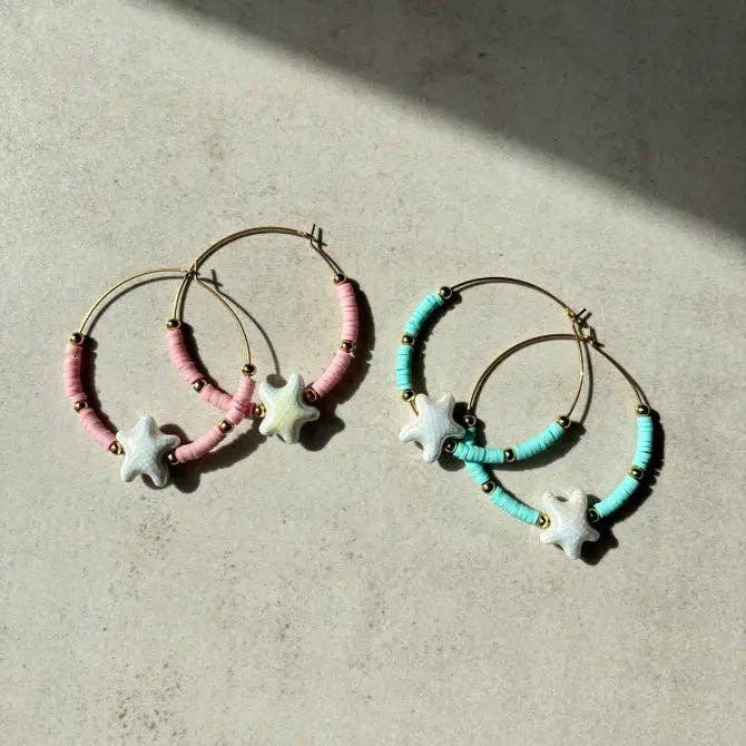 OE! - Wholesale Hoop Earrings - SEA BREEZE - cerchi con stelle marine in ceramica vietrese3