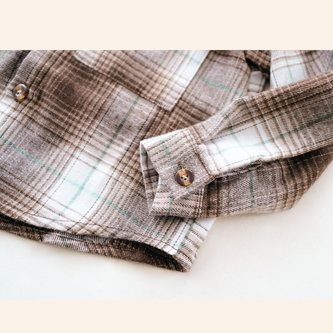 HAHA MAMA Clothing – wholesale Tröja med knappar – Unisex – Lätt brun flanell - Vuxen7