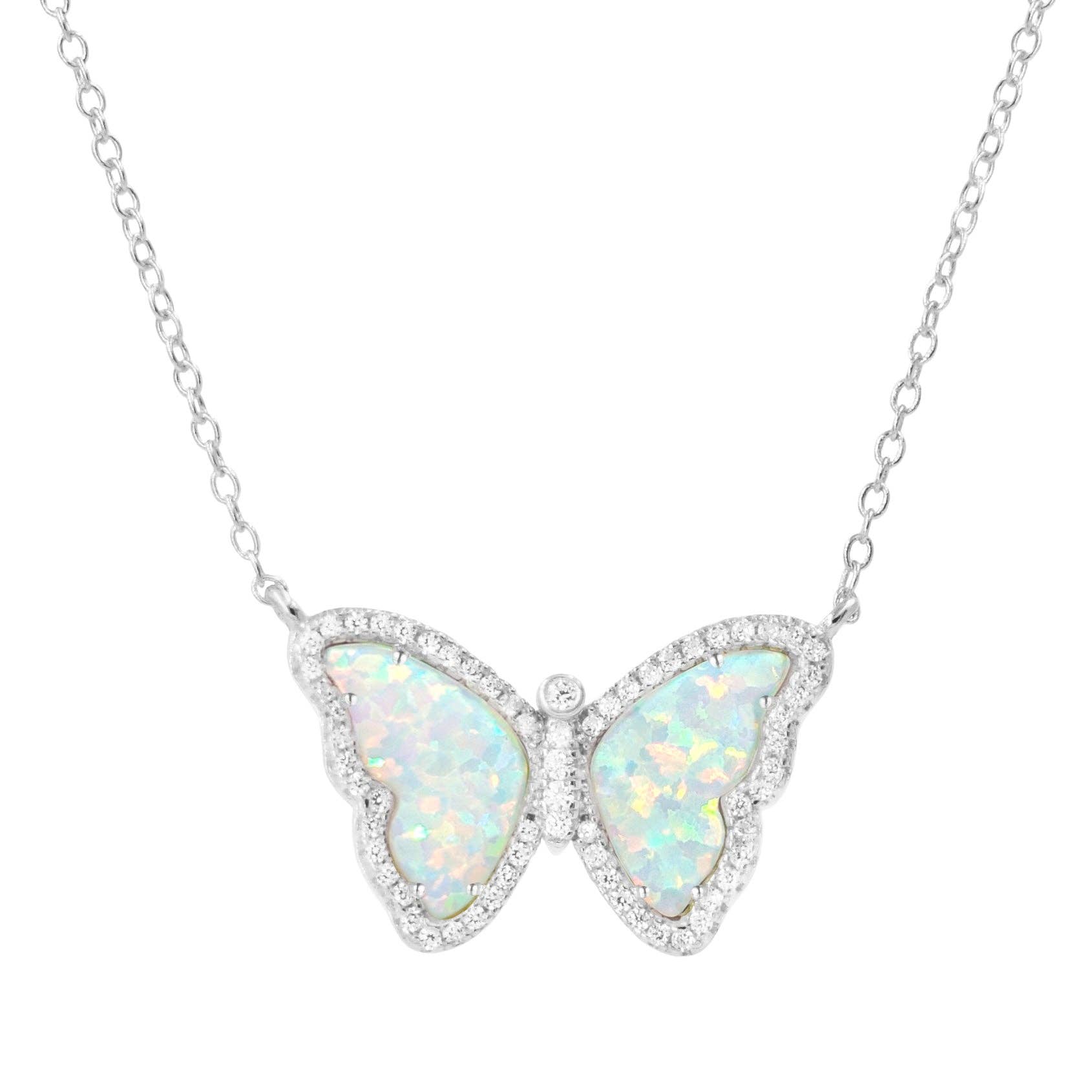 Kamaria Jewelry - Wholesale Pendant/Charm Necklace - Opal Butterfly Necklace With Crystals35