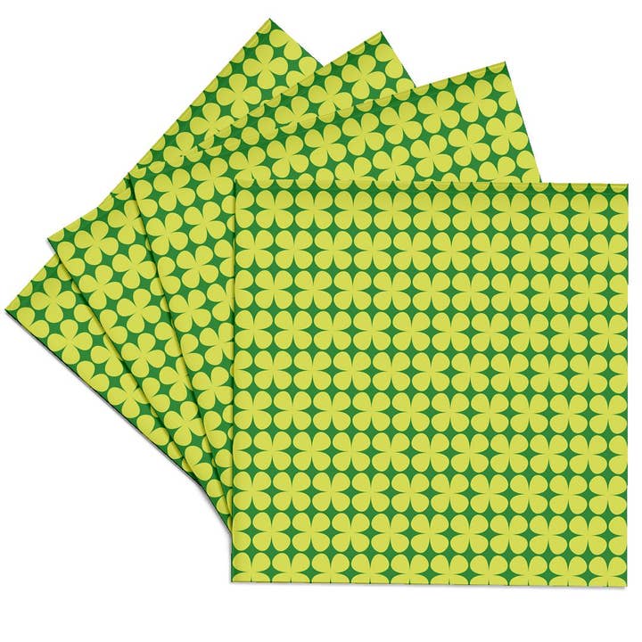 3dRose - Wholesale Coasters - 3dRose, Contemporary Light Green On Dark Green Four Leaf Clover Pattern, Coaster