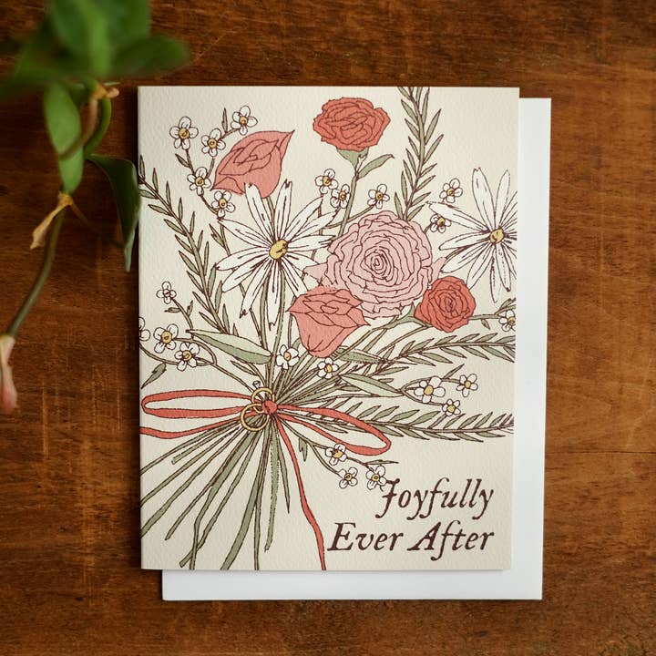 Per sempre felici | Biglietto d'auguri botanico | A2 per la vendita all'ingrosso da parte di annalisa v. sawtell