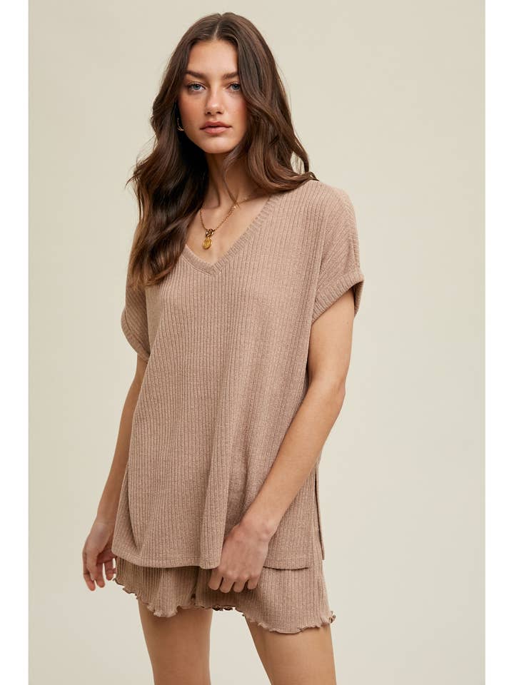 RIBBED KNIT TWO PIECE SET / WL24-8751 for wholesale by Wishlist Apparel