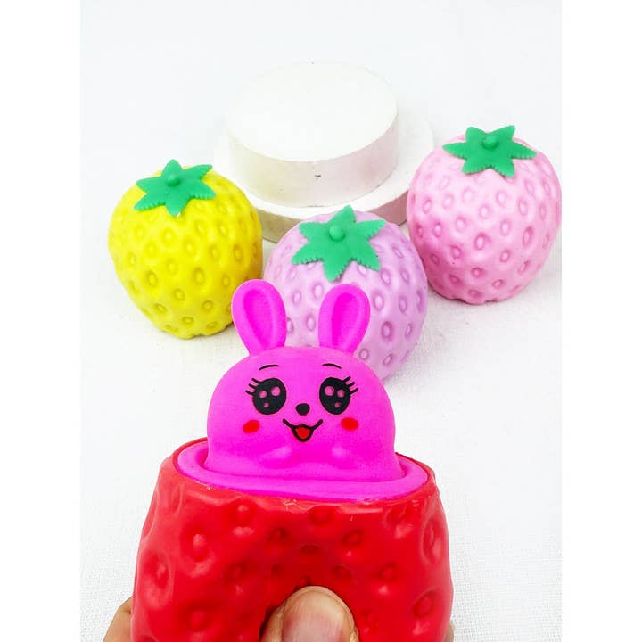 Squeeze Strawberry Rabbit Fidget Toys for wholesale by Love and Repeat