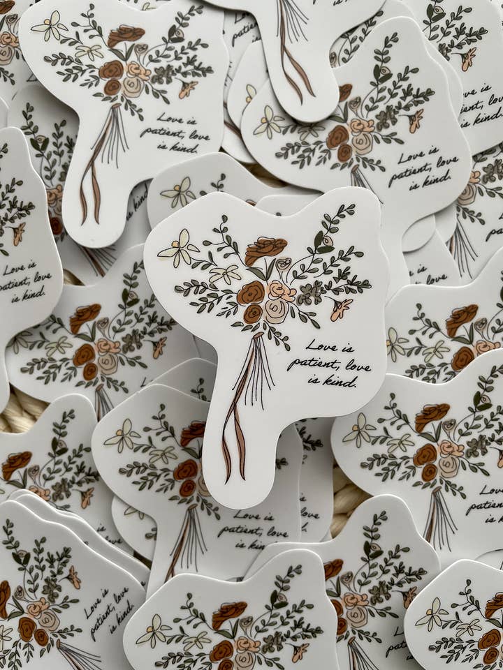 Love is Patient Bridal Bouquet Sticker for wholesale by Lauren Amy Design