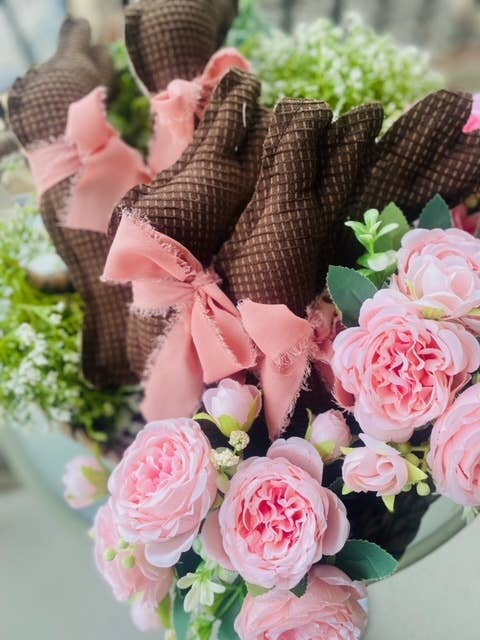 Handmade Vintage Linen “Chocolate” Bunnies – Easter Rabbit for wholesale by A Gnome on the Roam