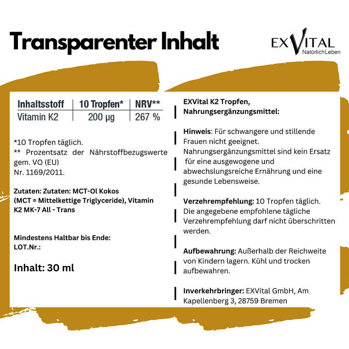 EXVital – wholesale Oral supplement/vitamin – Vitamin K2 MK7 all-trans vitamin (menaquinone) drops 30ml