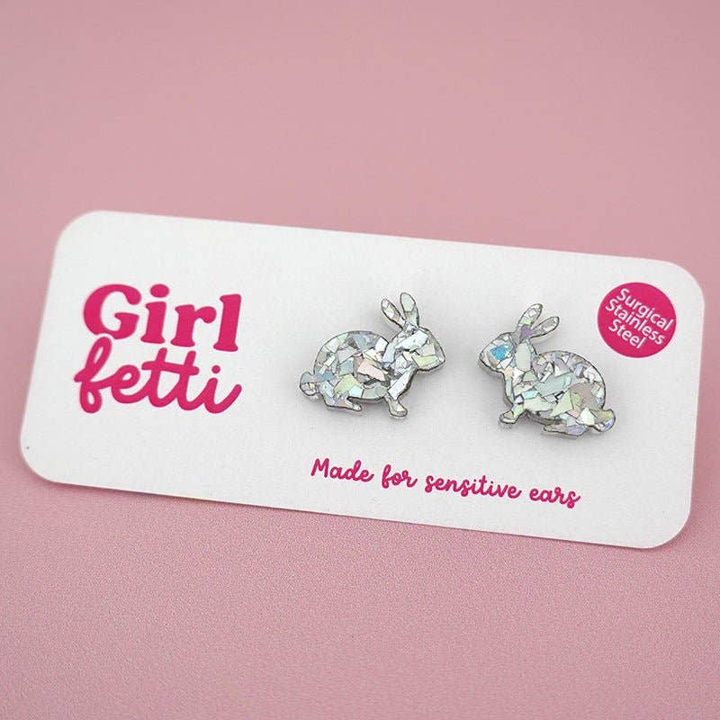 Girlfetti - Wholesale Stud/Post Earrings - Easter Bunny Acrylic Stud Earrings1