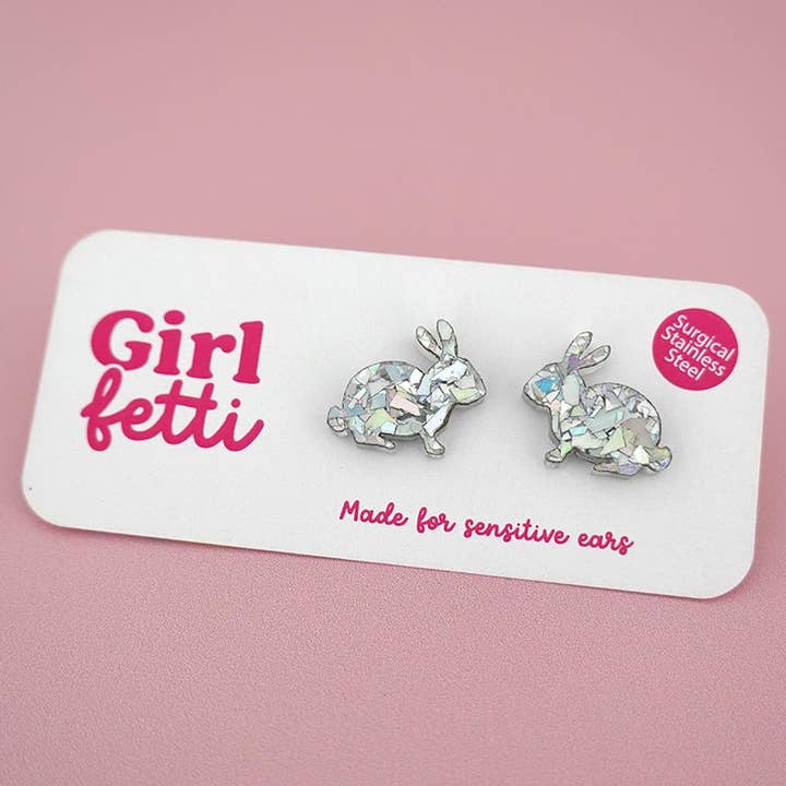 Girlfetti - Wholesale Stud/Post Earrings - Easter Bunny Acrylic Stud Earrings1