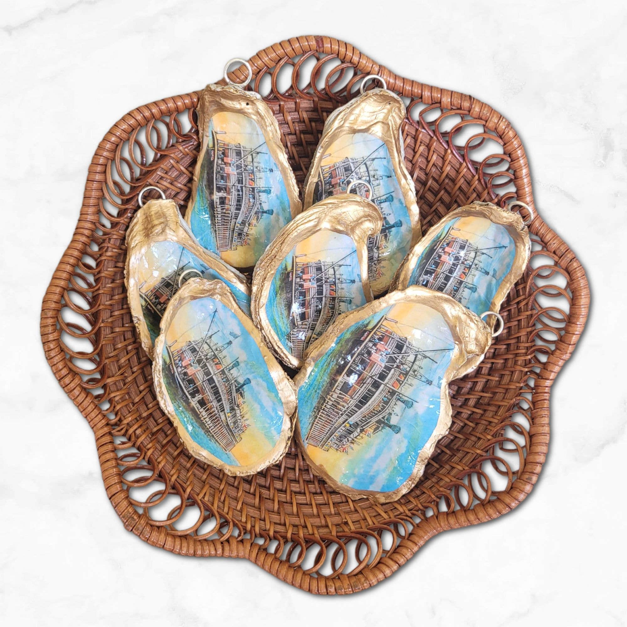 Beatrixbell Handcrafted - Wholesale Ornament - Steamboat Paddleboat Ornament | Oyster Shell Ornament5