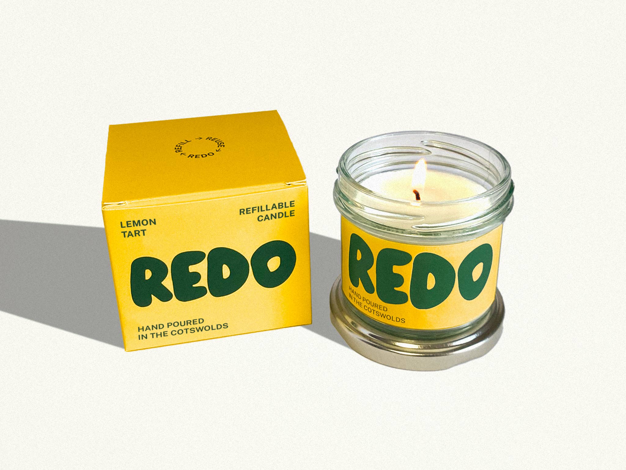 Redo Candle Co - Wholesale Jar/Filled Candle - Lemon Candle I Citrus Candle I Vegetable Wax I Retro Gifts