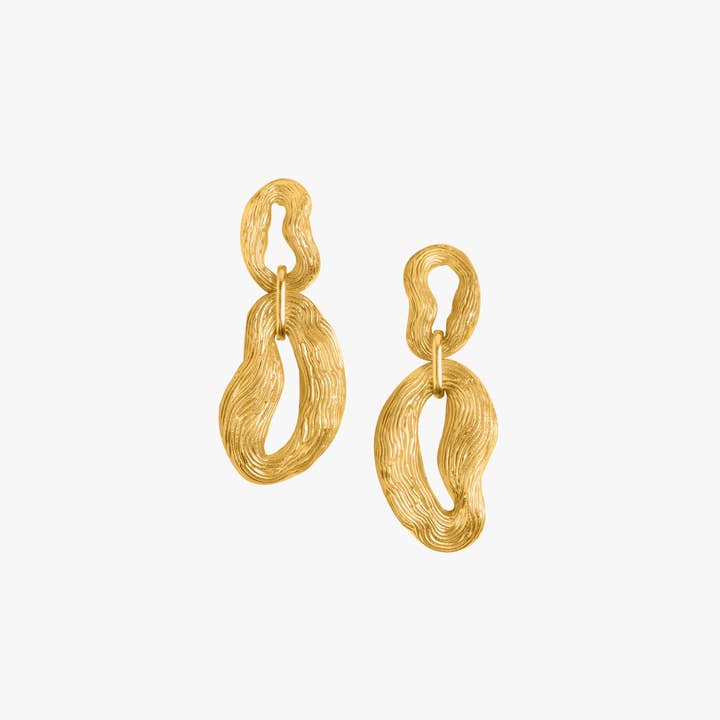 KNOTTY PINE EARRINGS GOLD TONE for wholesale on Faire