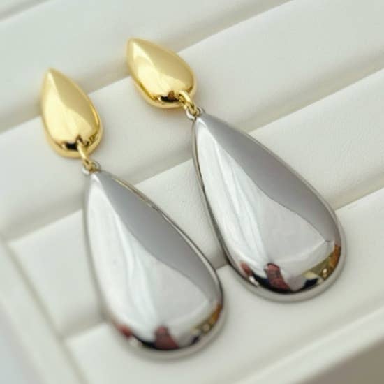 Mixed Metal Dangle Statement Earrings Silver Gold-Filled for wholesale by True by Kristy Jewelry
