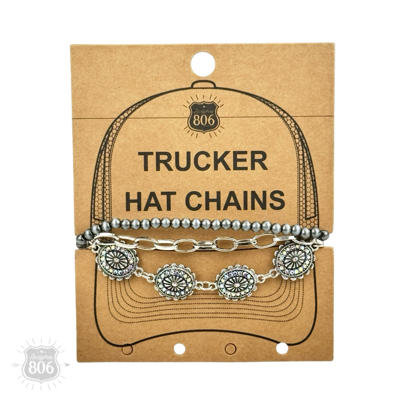 Pink Panache Brands - Wholesale Hat Accessory - Women's - Silver concho, burnished bead hat chain3