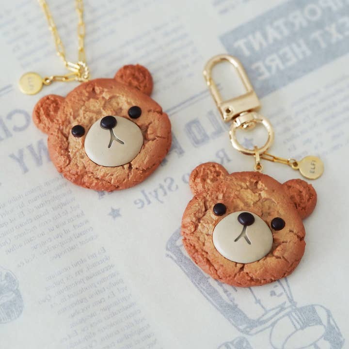 Cute Bear Head Cookie Bag Charm for wholesale by Elfi Handmade