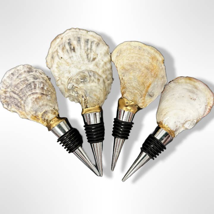 Shell Yeah By Jaks LLC - Wholesale Wine stopper - Pickleball Oyster Shell Wine Stopper – Gold Rim