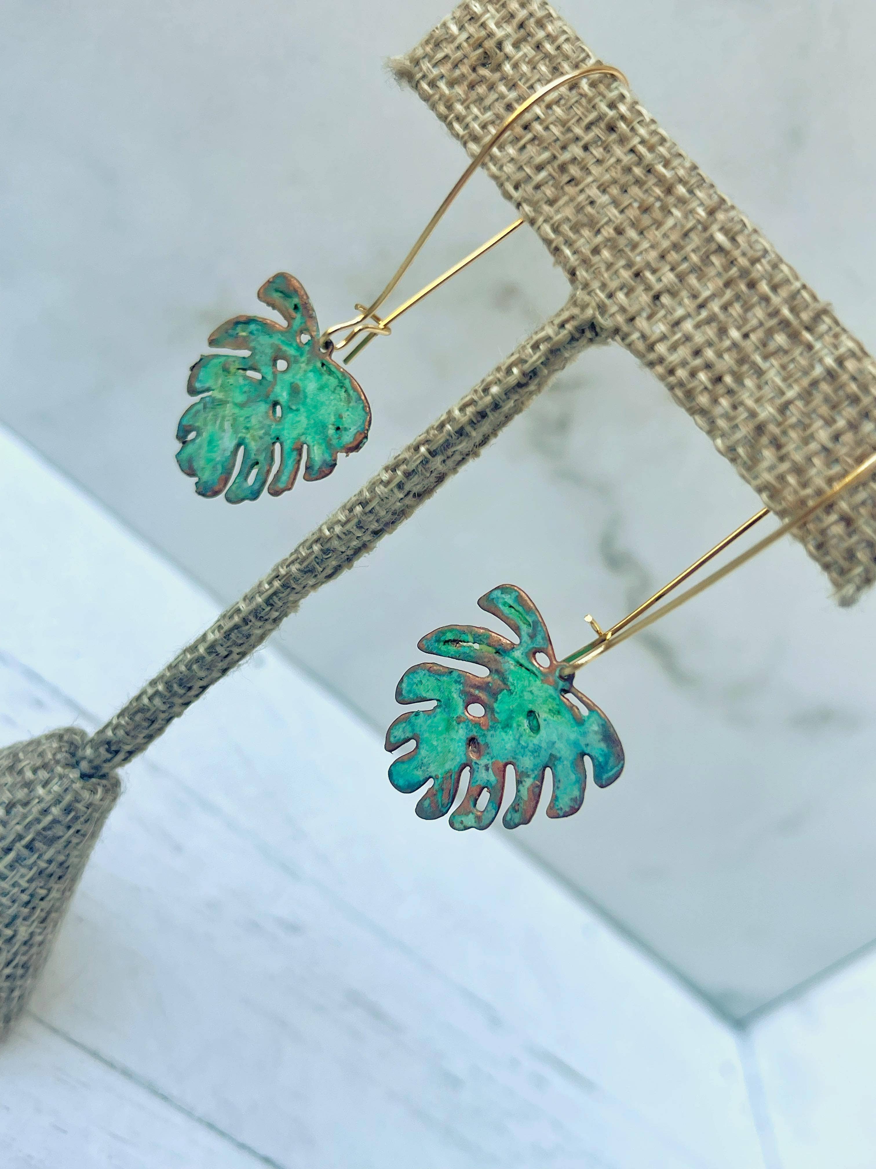 Rage Gems & Jewelry - Wholesale Hangende/ronde oorbellen - Verdigris Patina Leaf oorbellen3