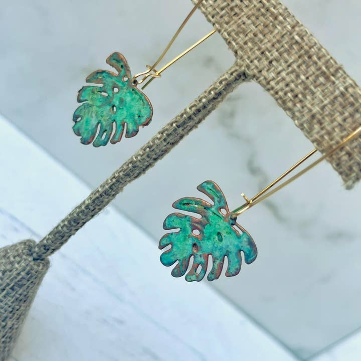 Rage Gems & Jewelry - Wholesale Dangle Earrings - Verdigris Patina Leaf Earrings3