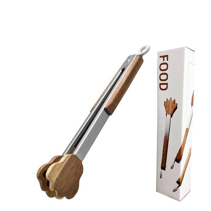 Homerely (We Cover All Import Duties) - Wholesale Kitchen tong - Acacia Wood Stainless Steel Food Tongs2