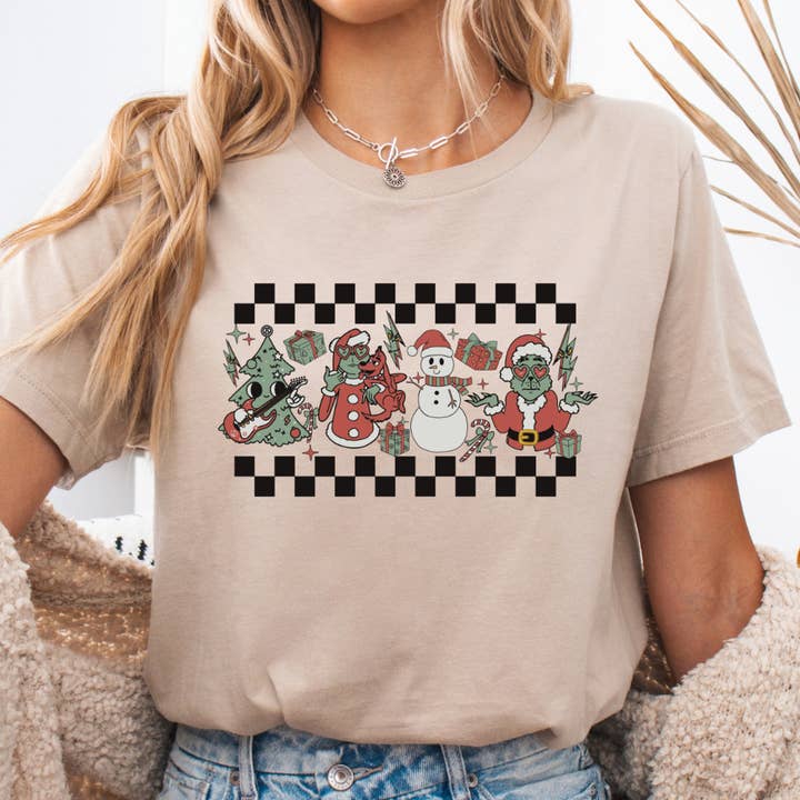 Boho Bloom Emporium - Wholesale T-Shirt (Graphic) - Women's - Monster Christmas Shirt, Retro Holiday Cartoon Graphic Tee