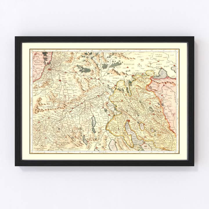 Vintage Map of Switzerland, 1623 for wholesale by Ted's Vintage Art