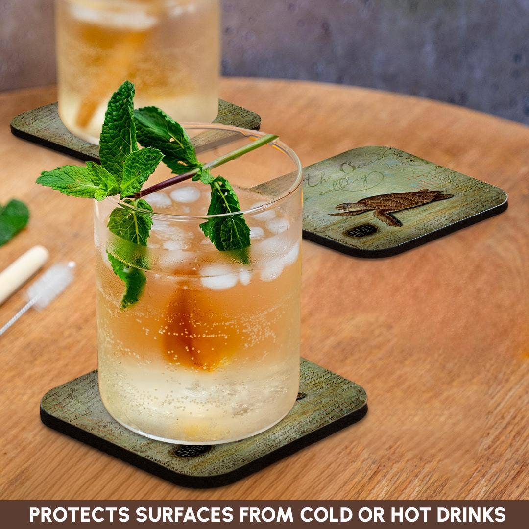 3dRose - Wholesale Coasters - 3dRose, Vintage Illustration Of Sea Turtle And Nest, Coaster9