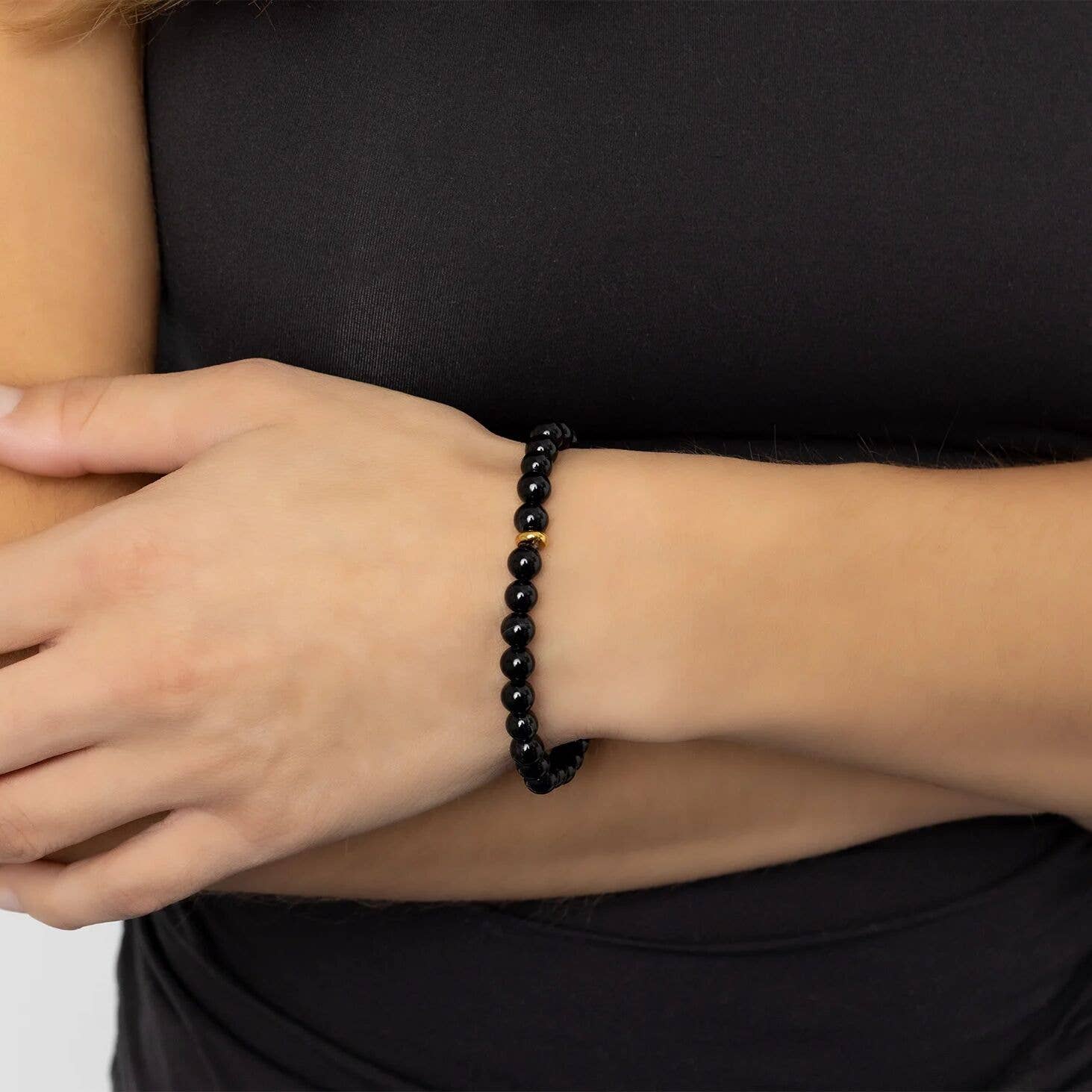 Or Bracelet en perles de verre d'agate plaqué or 18K PVD en vente sur Faire6