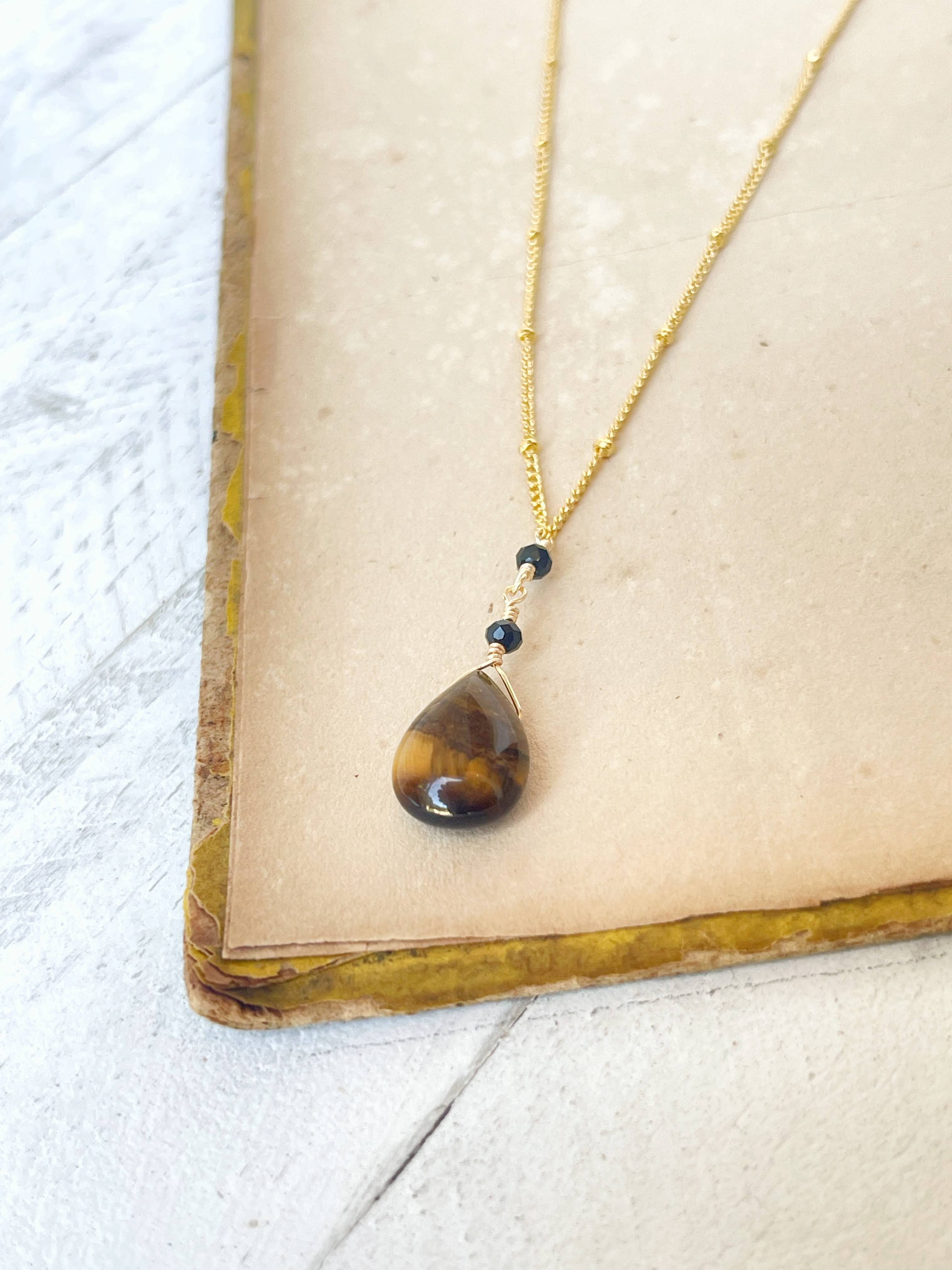 Rage Gems & Jewelry - Wholesale Pendant/Charm Necklace - Tiger's Eye & Black Glass Necklace2