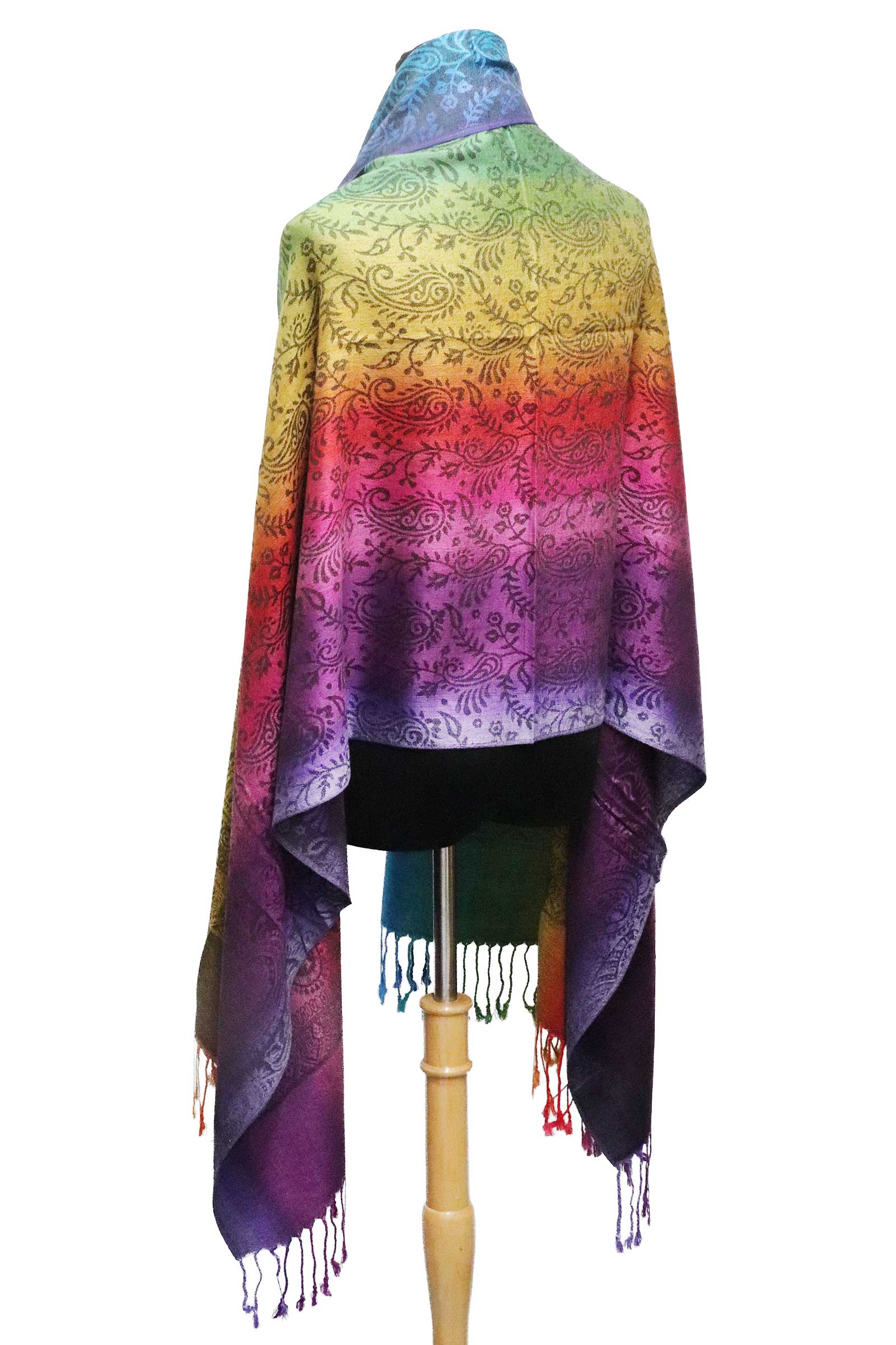 Assorted Rainbow Ombre Paisley Vineyard Pashmina Shawl for wholesale on Faire4