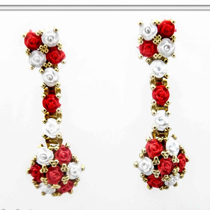 roses earrings on sterling silver 18k rozearpinmix4roses for wholesale by RAFAEL SANTAROSA