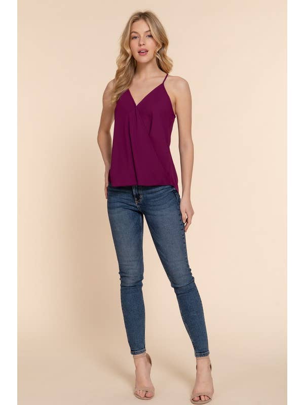 Active Basic | Active USA - Wholesale Camisole - Women's - V-neck Surplice Woven Cami Top3