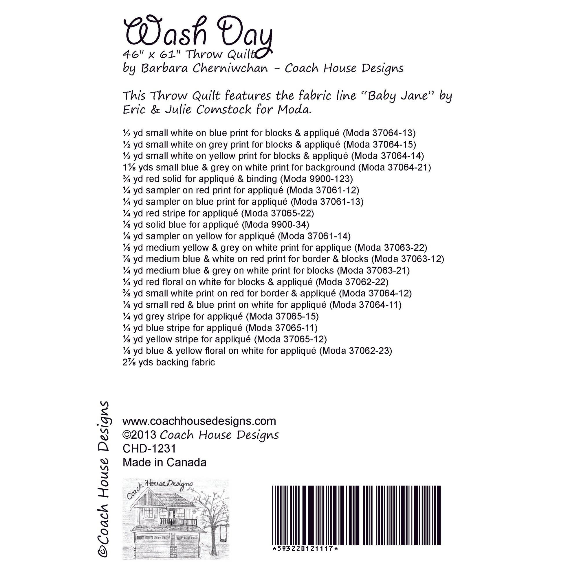 Coach House Designs - Wholesale Quilt - Wash Day Quilt Pattern3