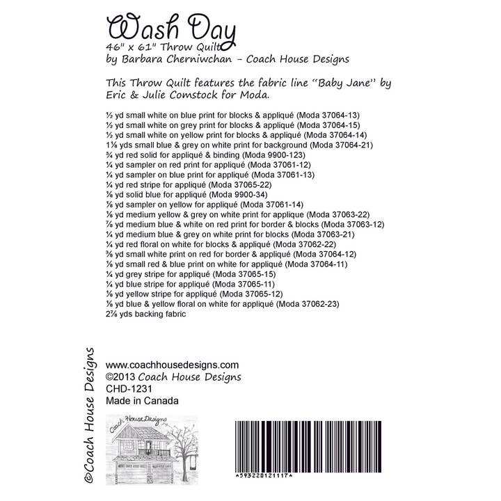 Coach House Designs - Wholesale Quilt - Wash Day Quilt Pattern3