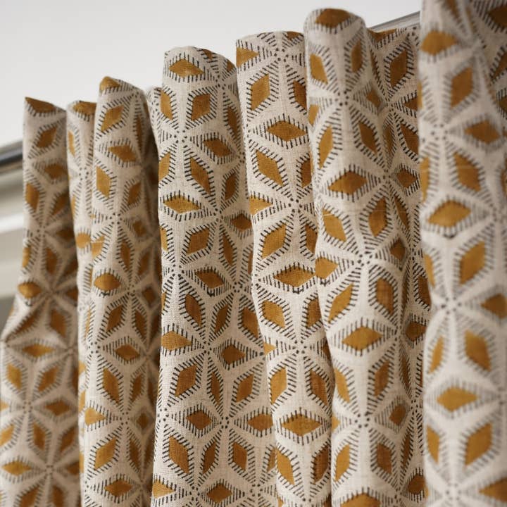 Classic Block Viscose Linen Ring Curtain - Shatkon for wholesale by Fabdivine