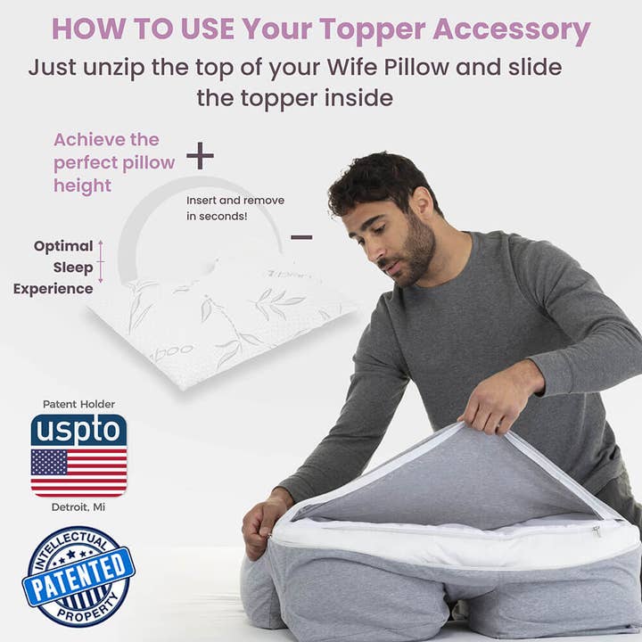 Husband Pillow - Wholesale Bedding Pillow - Insert Topper - Bamboo Charcoal Shredded Memory Foam (Adjustable / Zipper Access)5