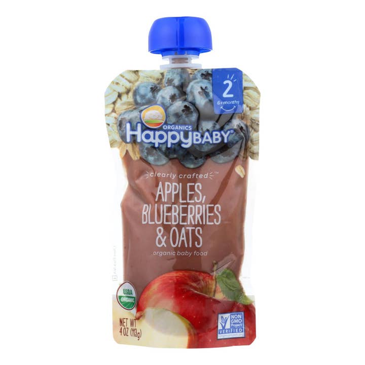 Happy Baby Happy Baby Clearly Crafted - Apple Blueberries And Oats - Case Of 16 - 4 Oz. for wholesale by Ware Spark