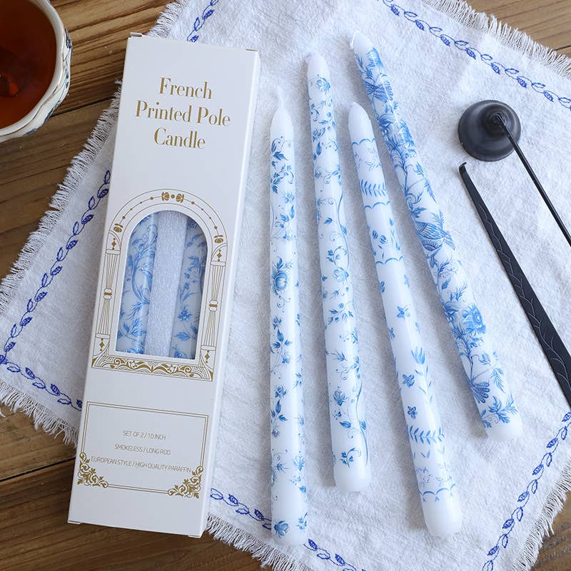 Candles Meta - Wholesale Tapered Candle/Candlestick - 2pcs 25CM Blue and White Porcelain Smokeless Taper Candle7