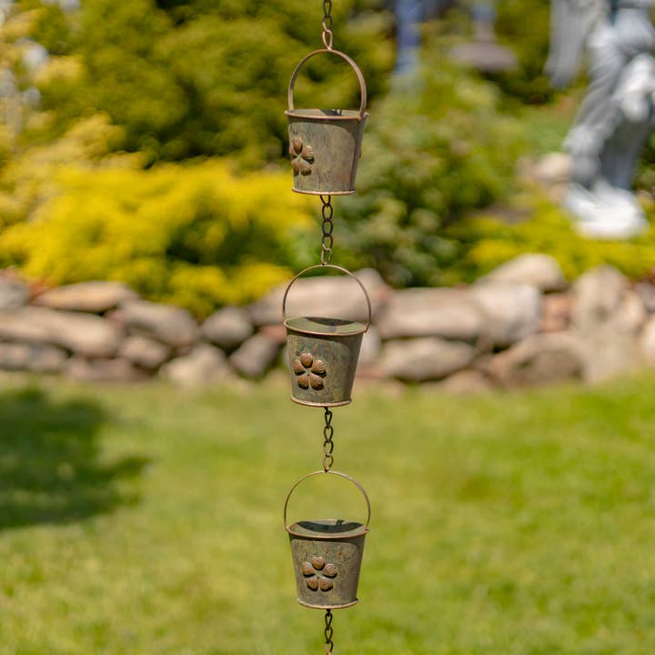 Zaer Ltd. International - Wholesale Outdoor Ornament/Decor - 78" Long Iron Bucket Rain Chain- 2 Color Options