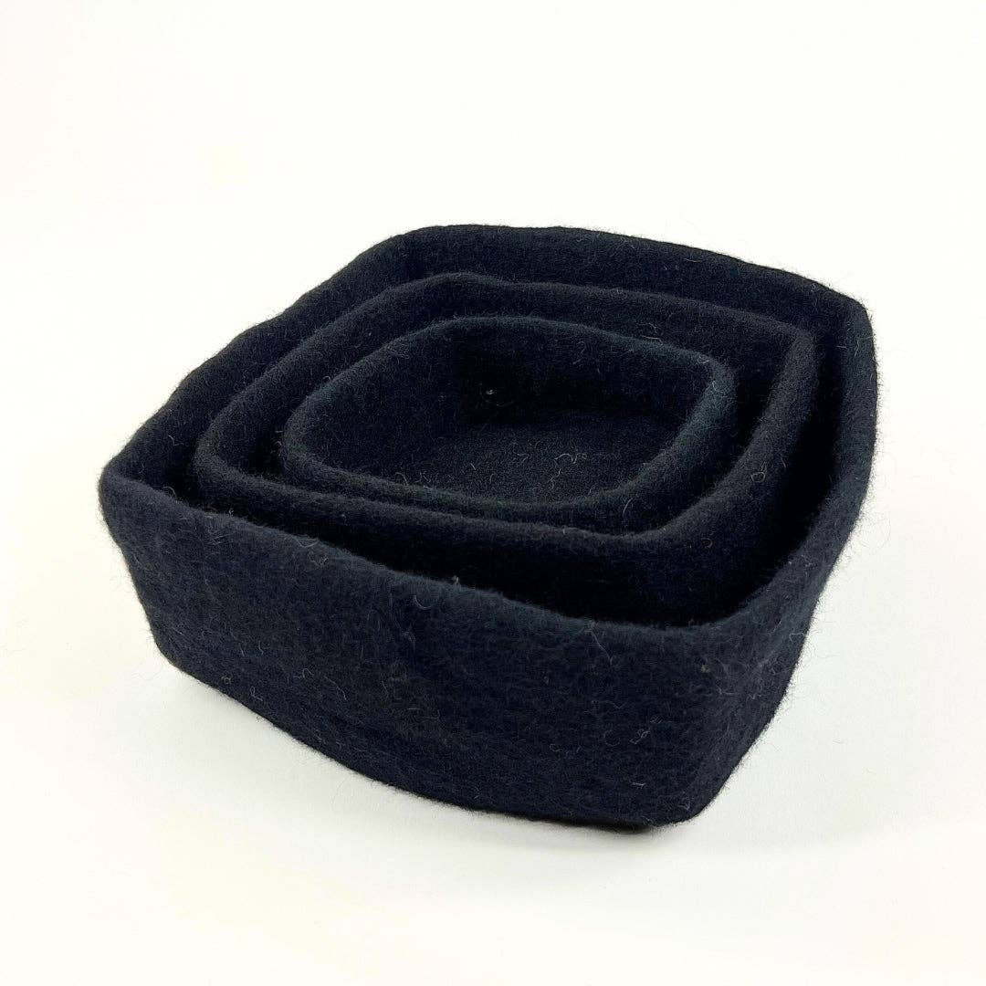 Humble Hilo - Venta al por mayor Bandejas/platos/boles decorativos - Humble Hilo Cuencos de Fieltro Hechos a Mano, Juego de 3 Cuadrados2