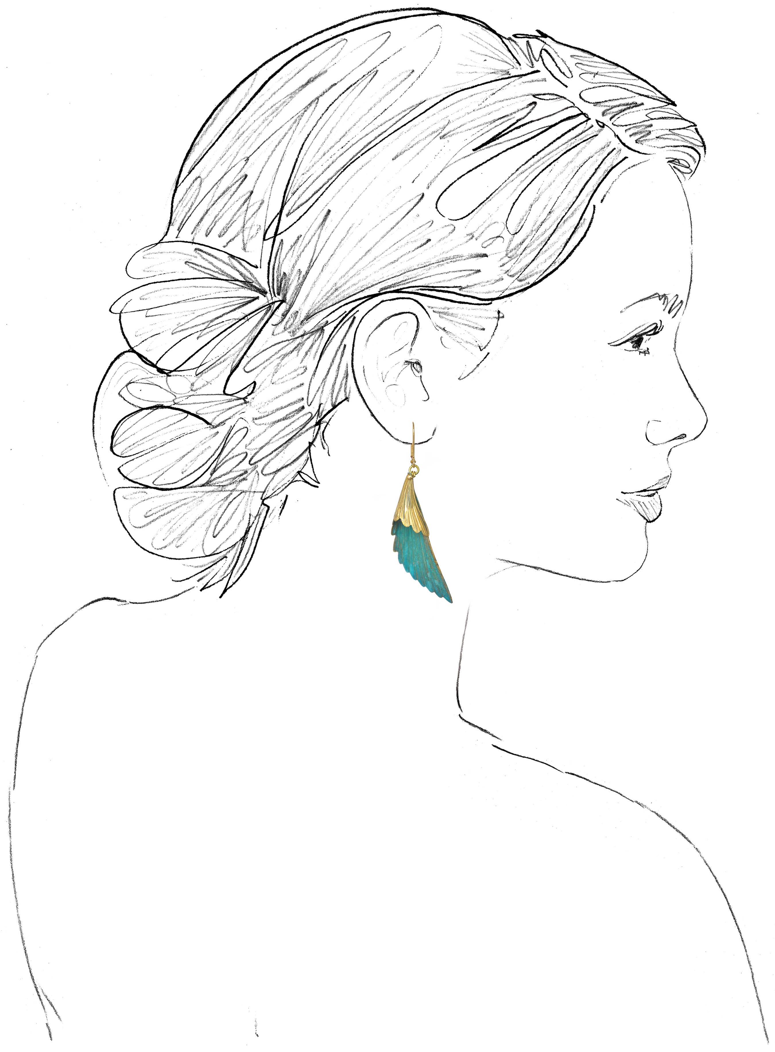 We Dream in Colour - Wholesale Dangle Earrings - Mika Earrings Watercolor Verdigris Patina Wing1