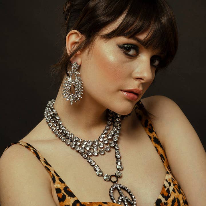 Cinthia Necklace in Gunmetal Clear for wholesale by TOVA