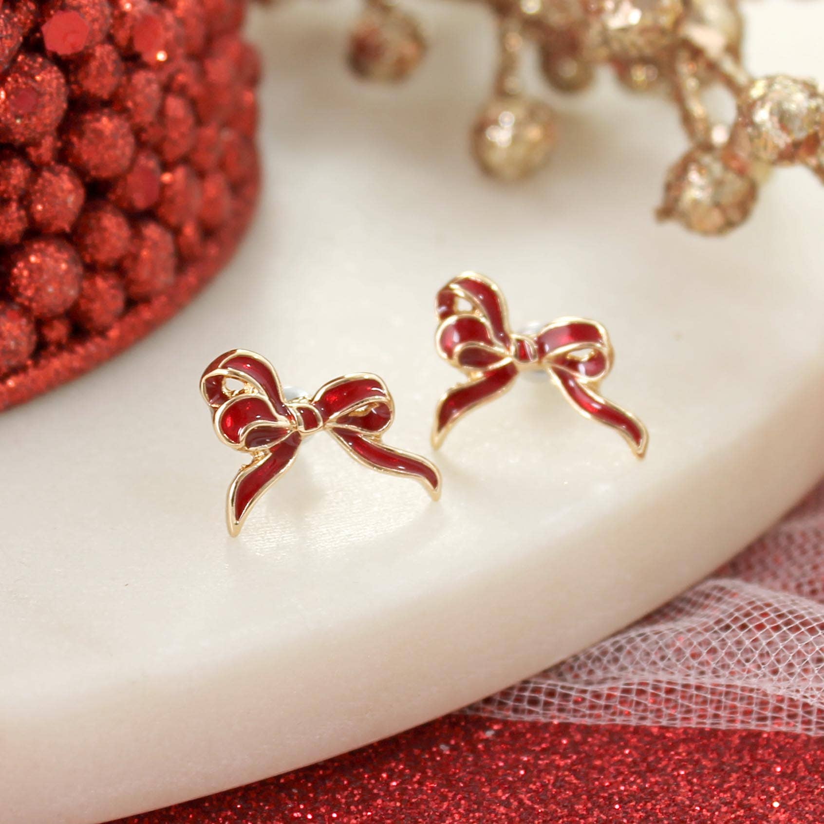 Seasons Jewelry – Großhandel Ohrstecker – Rote Schleife Ohrstecker1