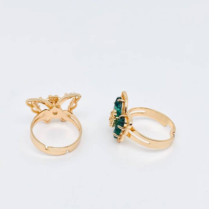 Mio Queena - Wholesale Cocktail/Statement Ring - Multi-color of Glass Butterfly Rings7