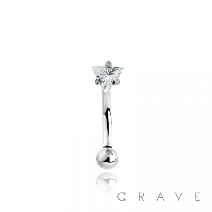 CRAVE BODY JEWELRY - Venta al por mayor Cadena para cara/cuerpo - 316L SS TRIÁNGULO CZ PUNTA CEJA ANILLO BARRA CURVA