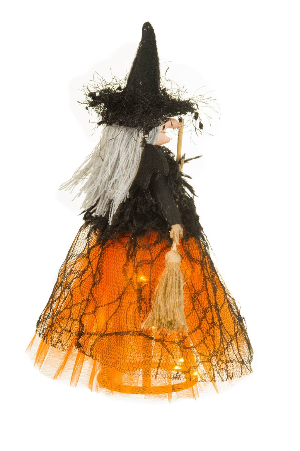 Starlight Collection - Vendita all'ingrosso Decorazioni da tavolo - Strega sorridente arancione/nera con ali di pipistrello e ossa.3