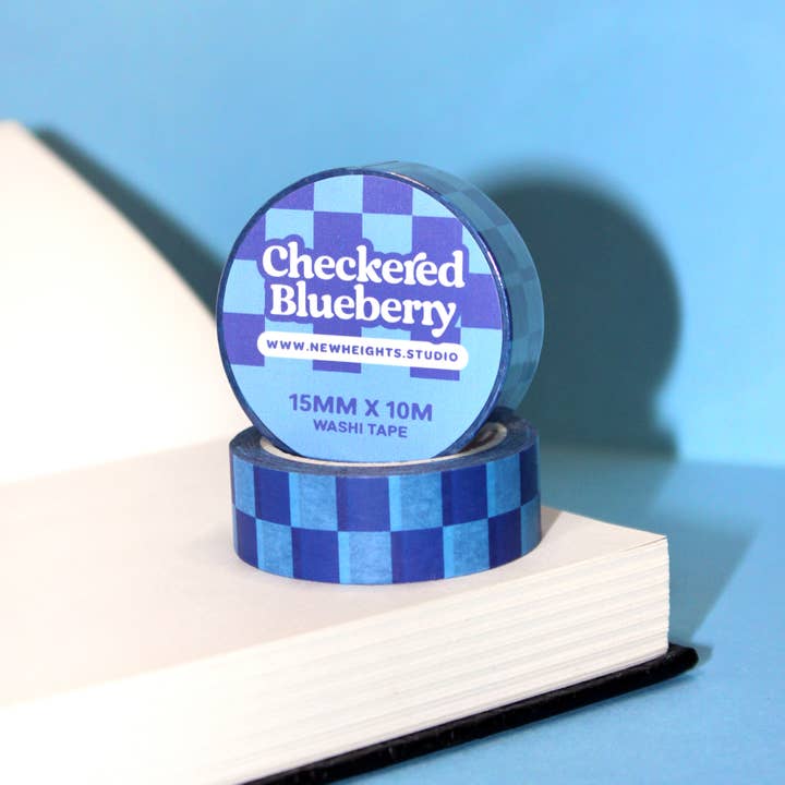 New Heights Studio - Wholesale Washi Tape - "Checkered Blueberry" Y2K Aesthetic Checkerboard Washi Tape