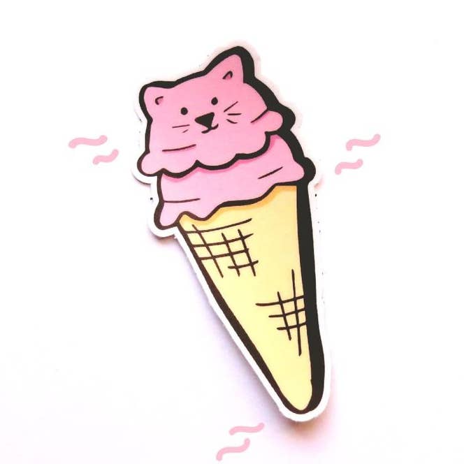Kitty Cone Die-Cut Vinyl Sticker for wholesale by RAD Stickers + Doodads
