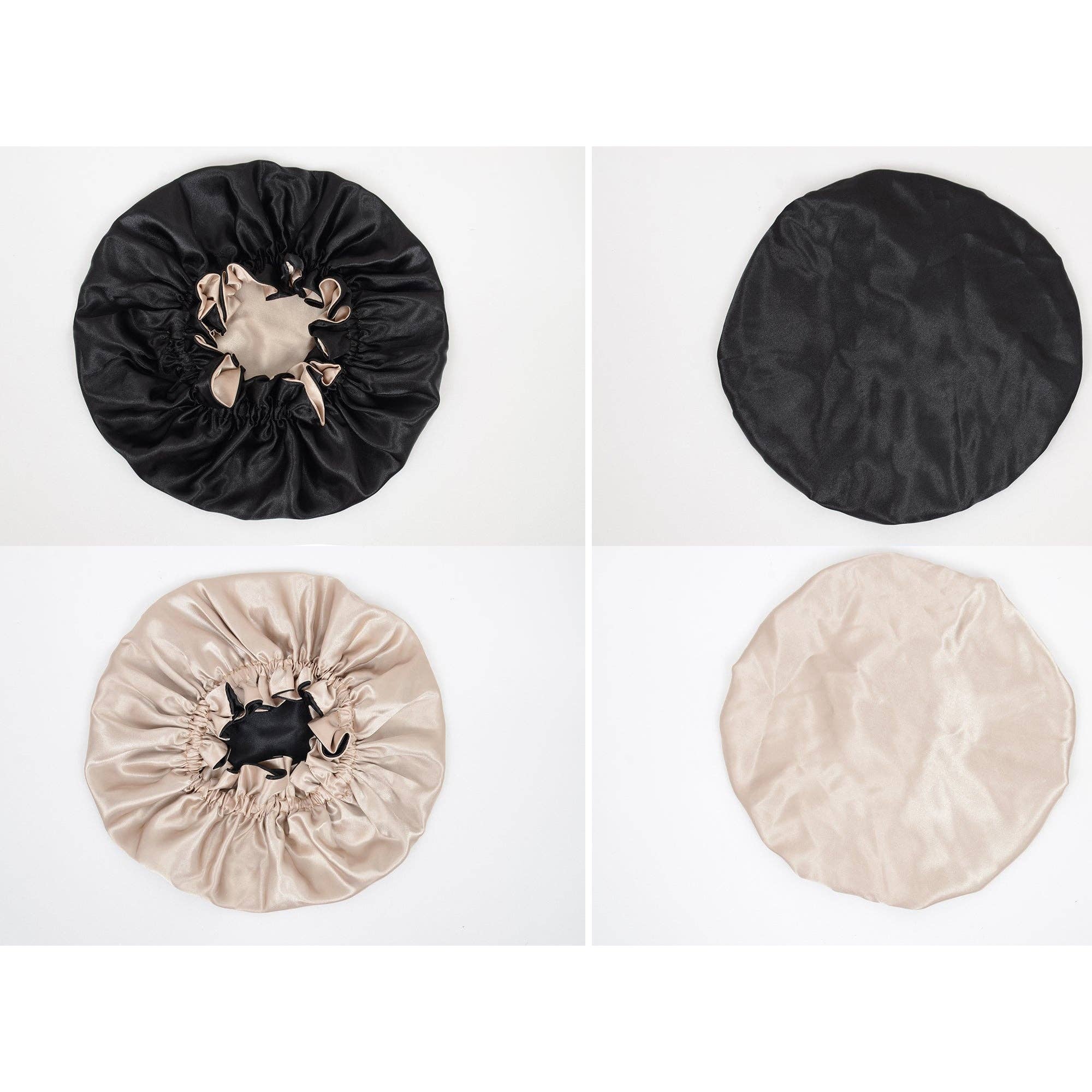 AK Brand – Engroshandel Nathue – til kvinder – Satin sovekalot med dobbelt lag og flæsekantet silkehat7