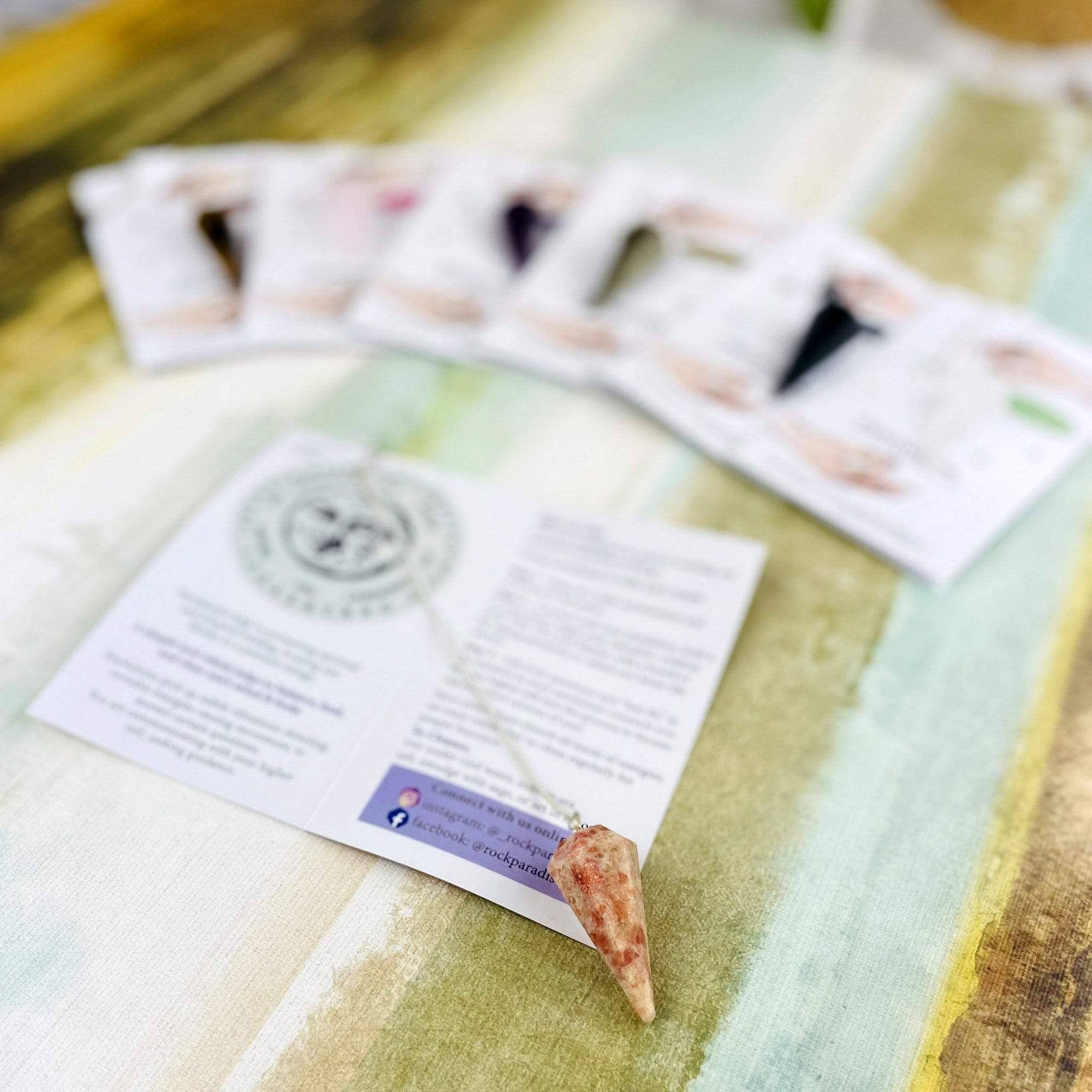 Rock Paradise - Vente Pierre et cristal de spiritualité - Pendule en pierre de cristal à 7 pierres sur chaîne – Guérison spirituelle7