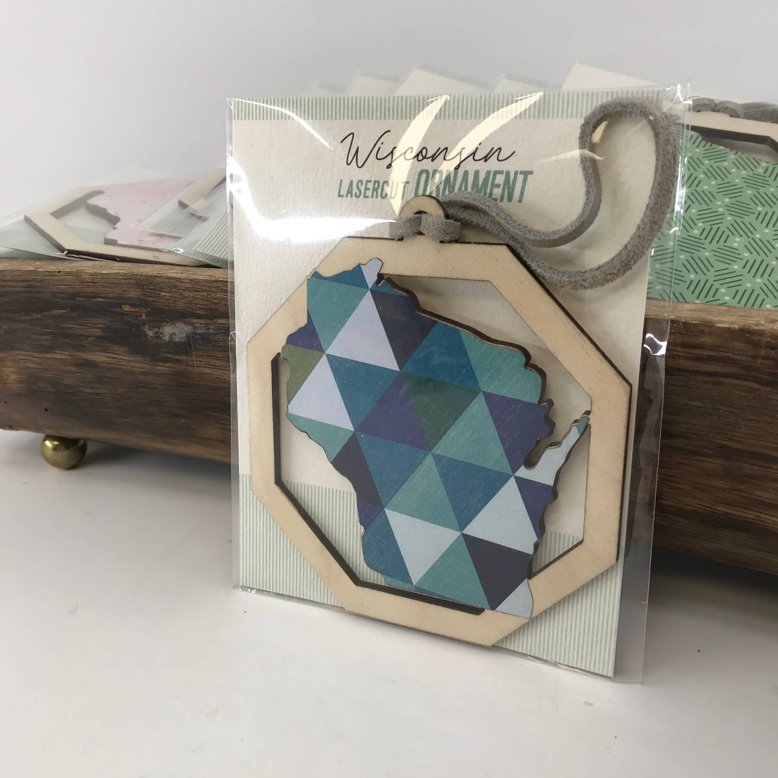 Makery Maven Co. - Wholesale Ornament - State Collection | Lasercut Wood Ornament with Paper Pattern7