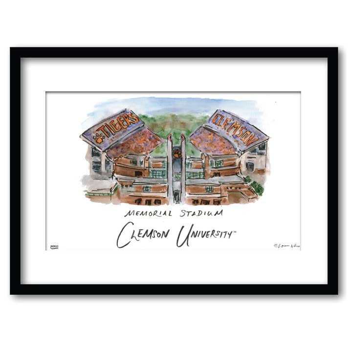 Clemson Memorial Stadium, gerahmte Wandkunst 11"x14" für den Großhandel von Indigo Falls
